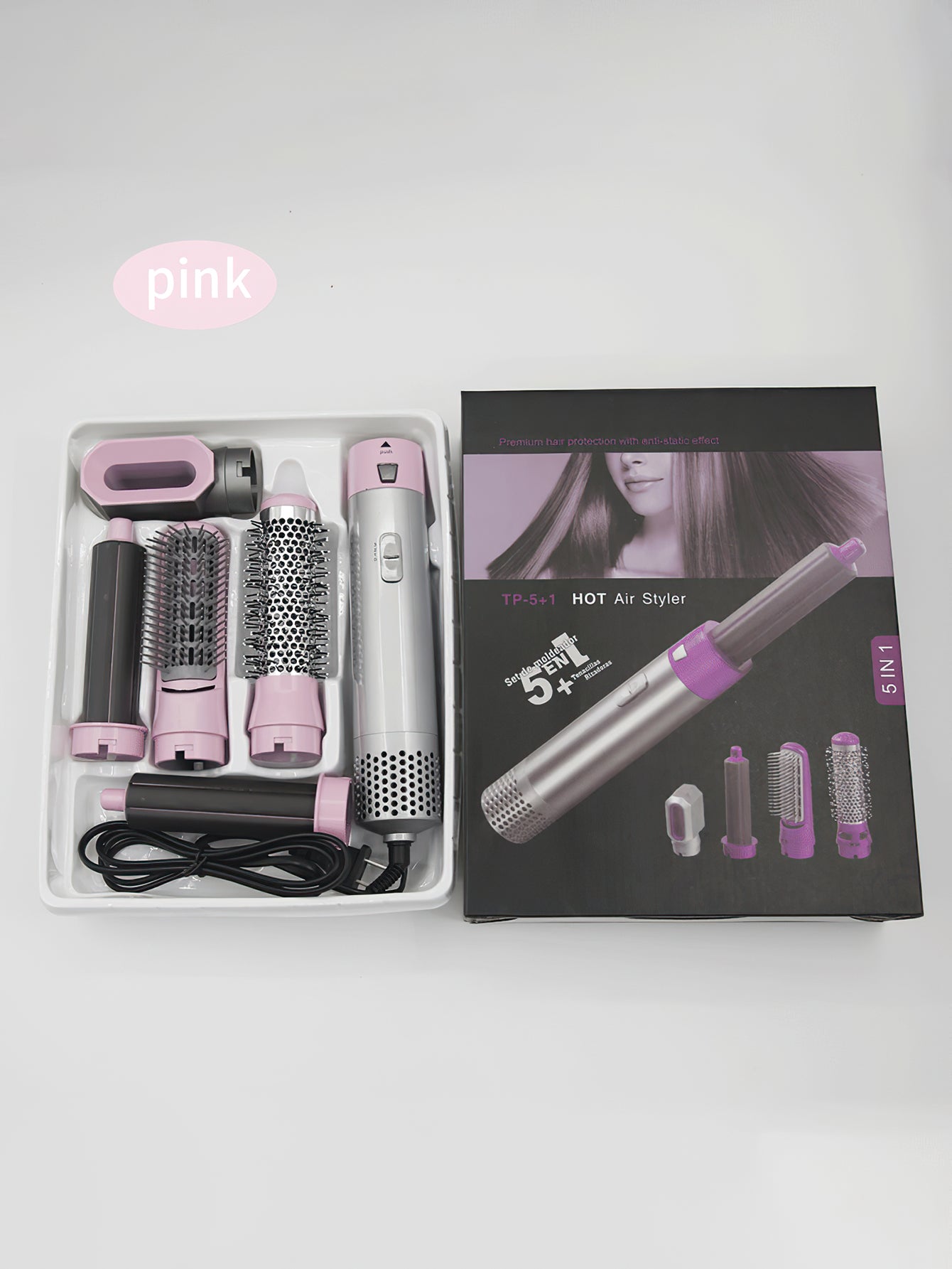 Five in one multifunctional curling iron, dual use hot air comb for curling and straightening -4 colors