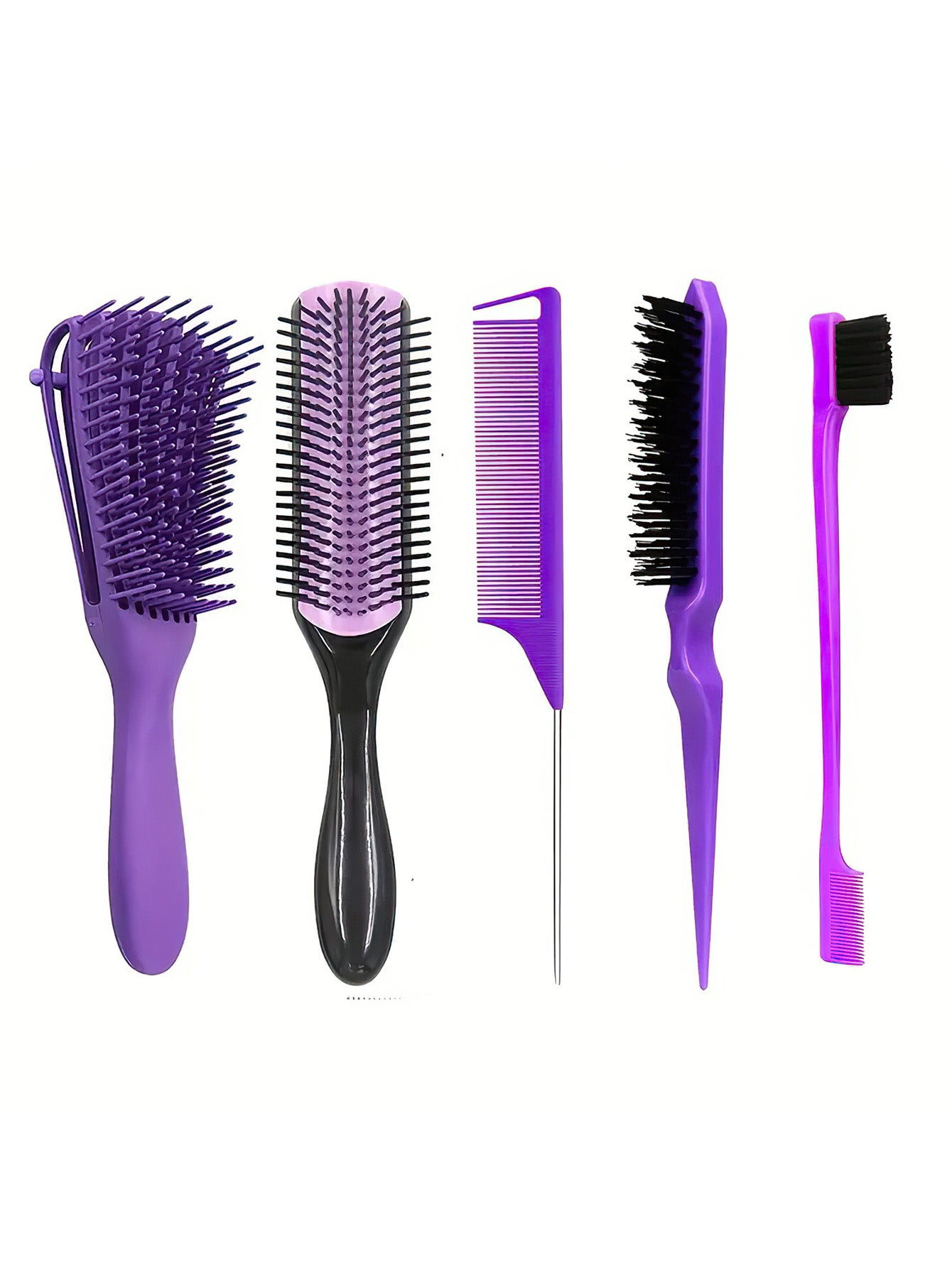 Home hair comb set of 5 pieces, massage and comb in 4 colors