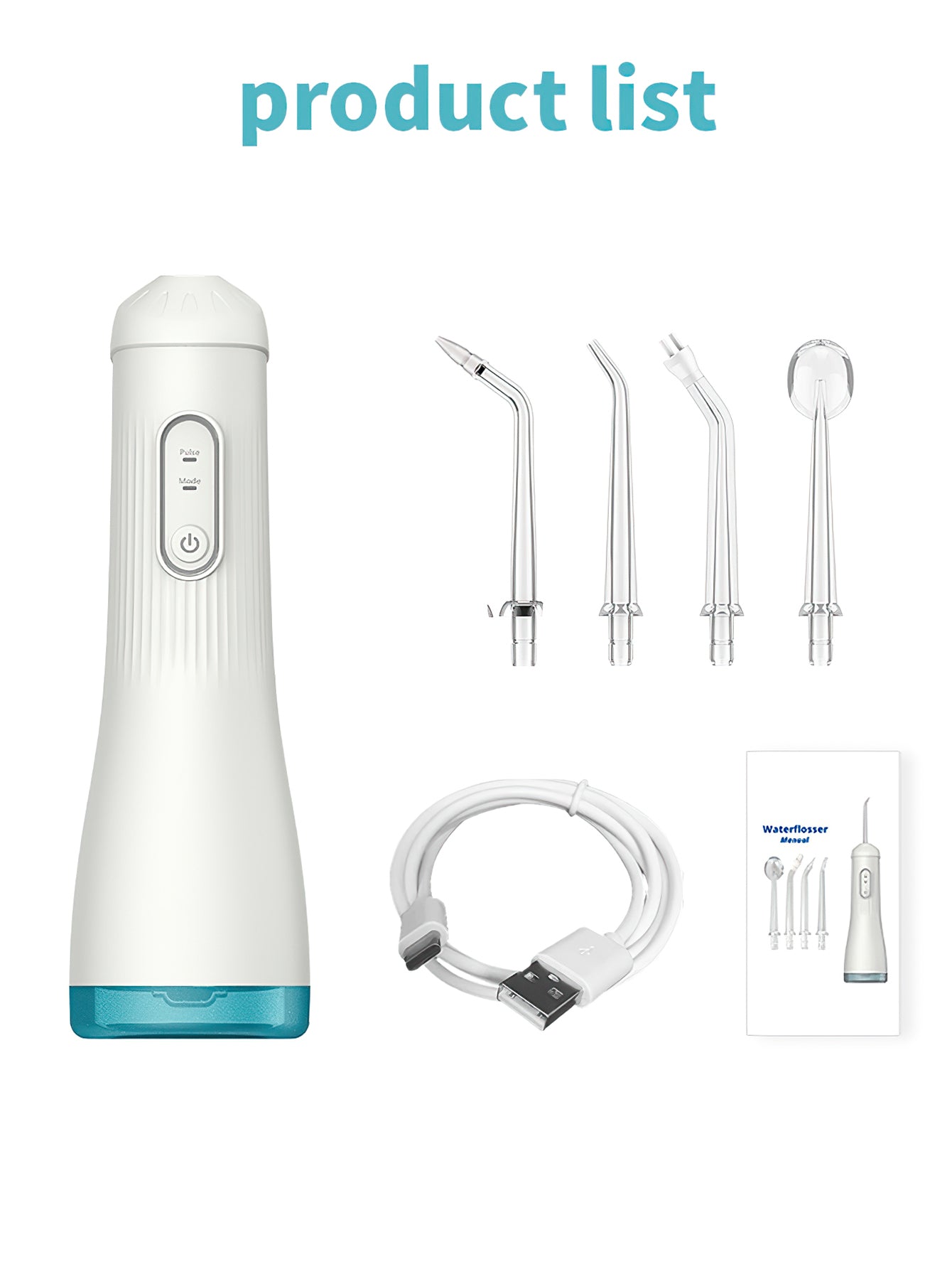 Electric toothbrush for household use, portable waterproof toothbrush for removing oral odor -4 replaceable nozzles