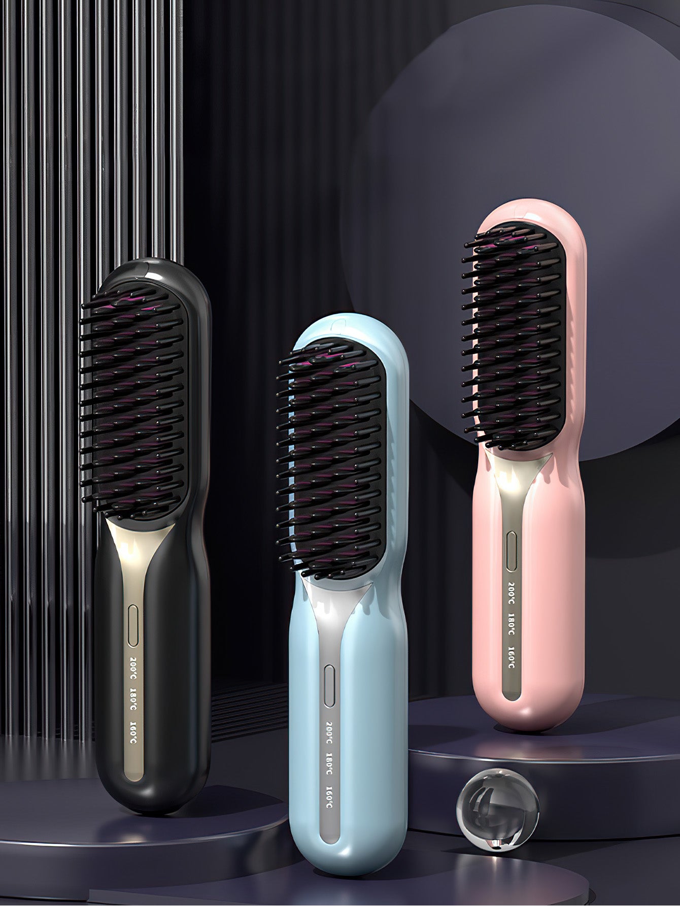 Portable charging negative ion hair straightening comb -3 colors