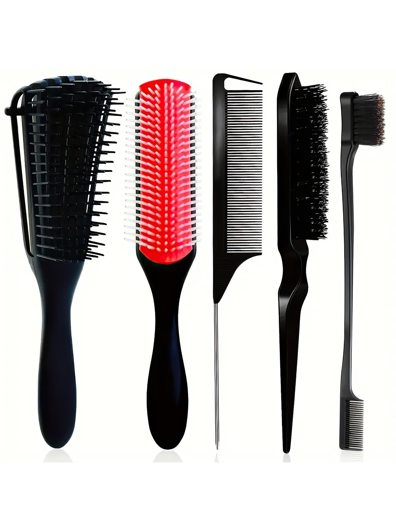 Home hair comb set of 5 pieces, massage and comb in 4 colors