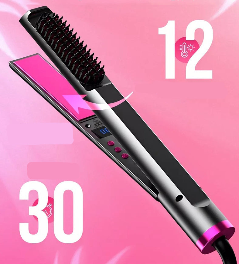 Three in one straight hair wand, multifunctional straight hair curling clip, dry and wet dual-use negative ion straight hair comb