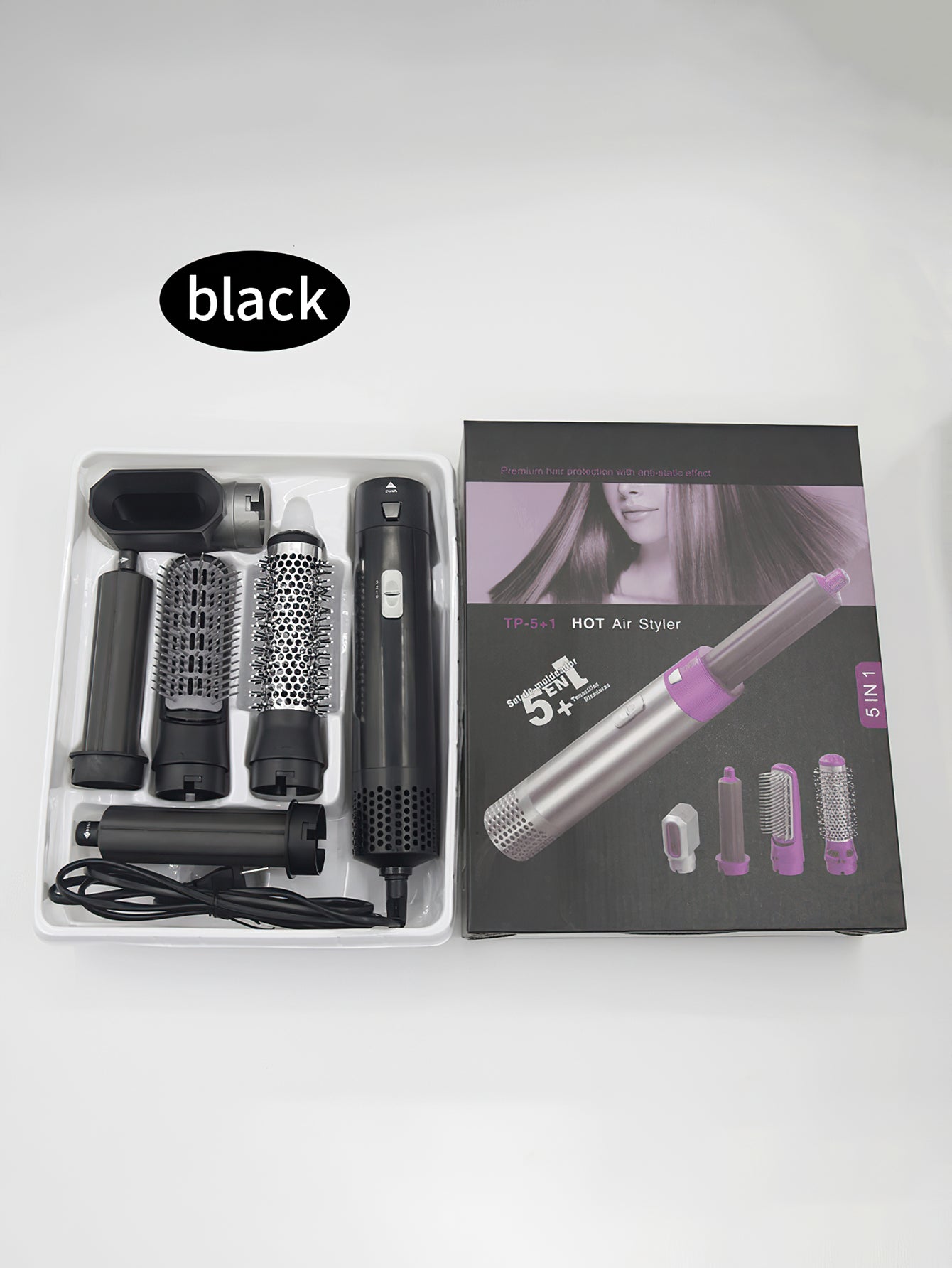 Five in one multifunctional curling iron, dual use hot air comb for curling and straightening -4 colors