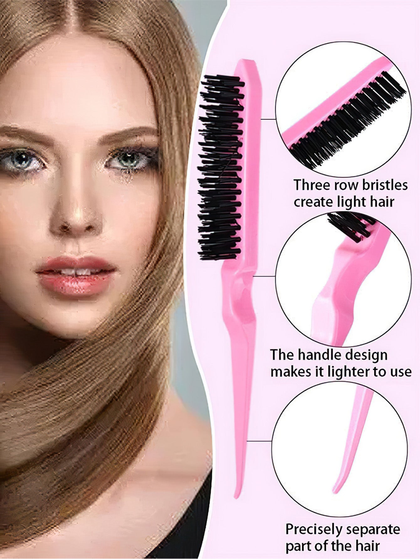 Home hair comb set of 5 pieces, massage and comb in 4 colors