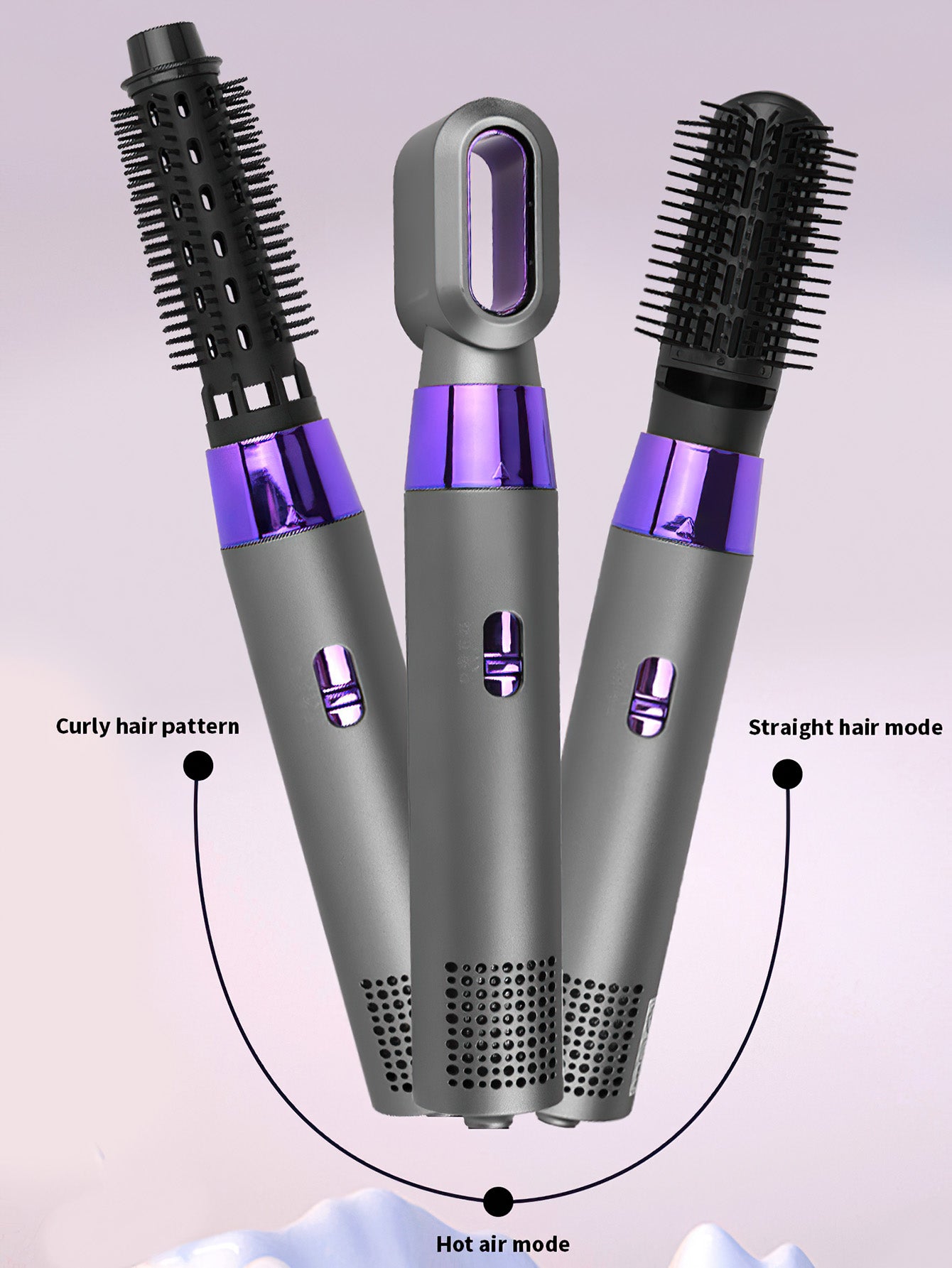 Dual purpose curling and straightening, three in one hot air comb with automatic curling iron